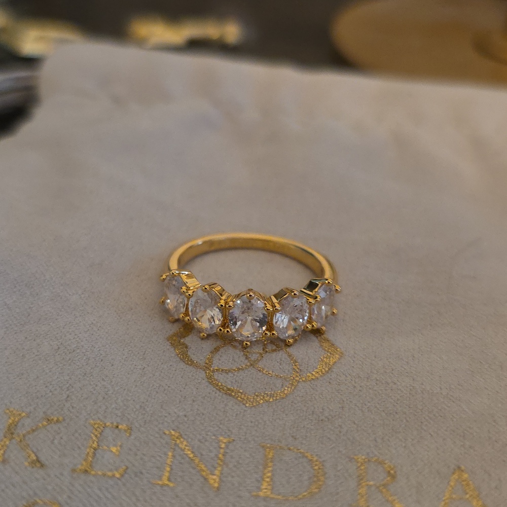 Cailin Gold Crystal Band Ring in White CZ - Picture 4 of 4